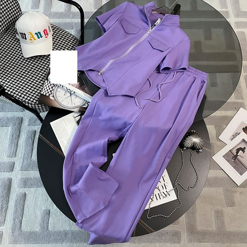 Nouveau style d'été pour femmes, à la mode et élégant, pantalons à manches courtes et jambes larges, costume deux pièces_voghion.com