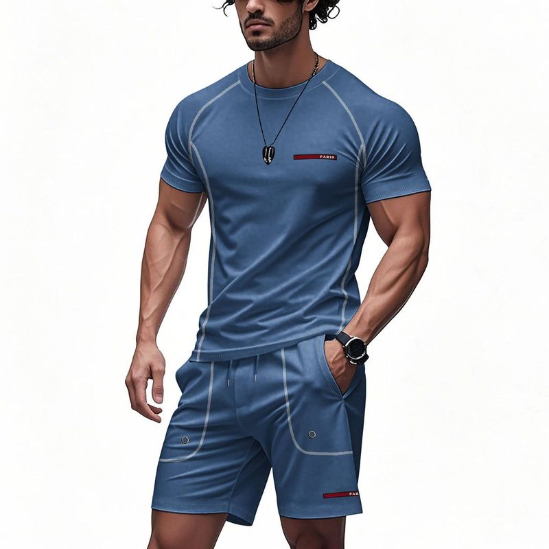 Herrenbekleidung Spot 2025 Sommer Kurzarm-Shorts Anzug Herren Grenzüberschreitendes zweiteiliges Set Casual Independent Station Herrenbekleidung Großhandelstrend_voghion.com
