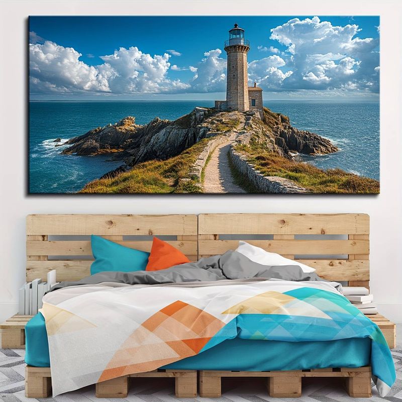 canvas Mural Decoration Canvas Prints Painting, Lighthouse Mural Decoration Poster, Lighthouse Navigation Canvas Painting Printing Set_voghion.com