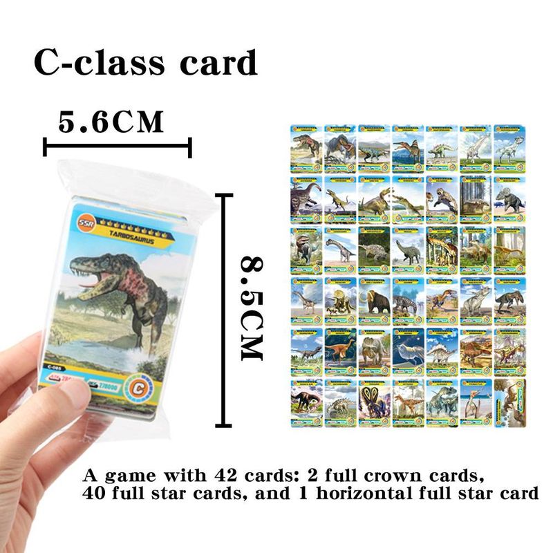 Type C 42pcs Children's Dinosaur Card Collection Flash Card Animal Card Card Cognitive Card Puzzle Boy Toy_voghion.com