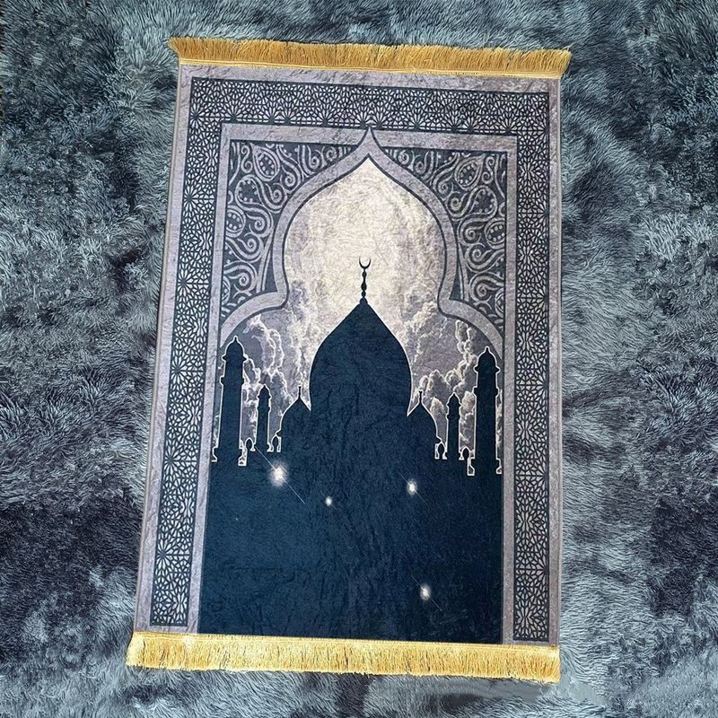 A11Embossed Pilgrimage Carpet, Single-color Thick Cushion Prayer Carpet, Pilgrimage Blanket Printed Carpet, Prayer Mat (Size: 70*110)_voghion.com