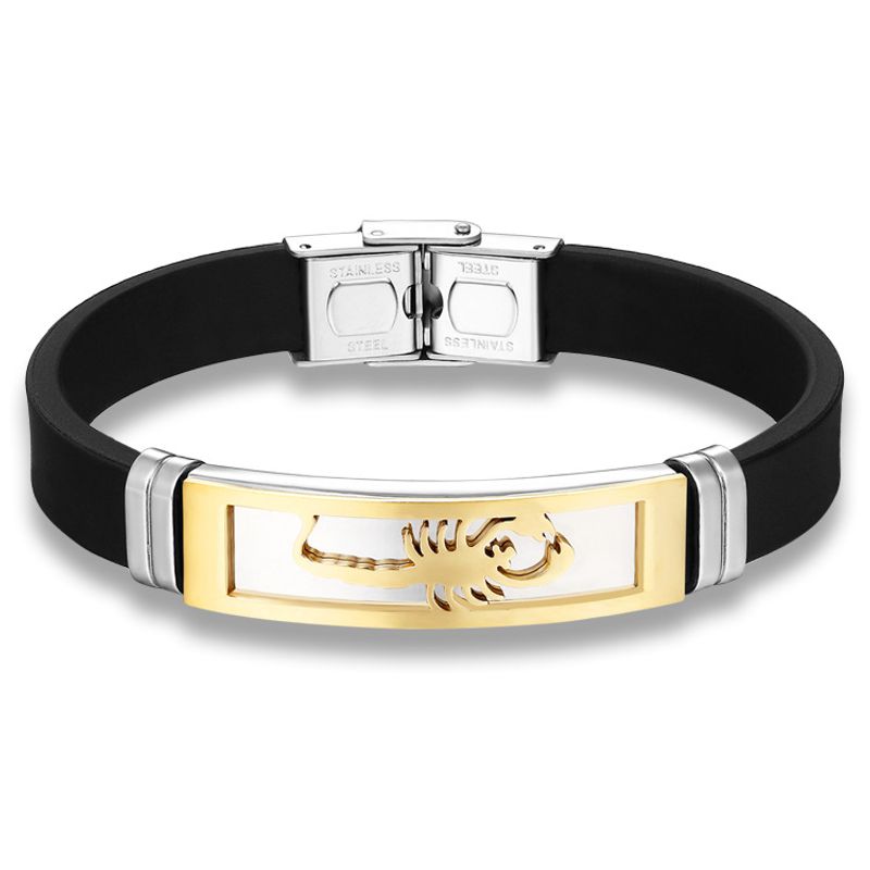 Korean Fashion Herren Silikon Rock Stil Persönlichkeit Skorpion Armband Titan Stahl Schmuck GS1085_voghion.com