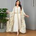 Elegant Middle Eastern Two-Piece Abaya Dress With Long Robe & Scarf – Flowy Maxi Dress For Women, Modest Islamic Fashion In Red, Apricot, Light Blue_voghion.com