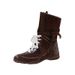 Botas de boxe femininas com salto alto, botas de cowboy estilo western, primavera e outono de 2025, botas Martin de camurça com cadarço_voghion.com
