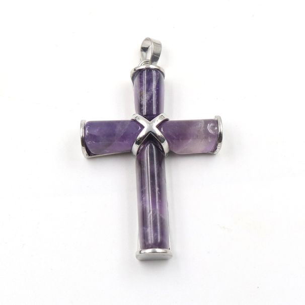 White K Fashion Simple Natural Crystal Cross Pendant Necklace Personality Unisex Trendy Matching Accessories Origin_voghion.com