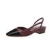 Burgundy New Style Chunky Heel Single Shoes For Women With Back Strap, Square Toe, Color Block, Mid Heel, Open Back,_voghion.com