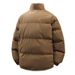 Men's Casual Solid Color Puffer Jacket Winter Warm Thickened Loose Fit Stand Collar Zip Up Coat For Teens_voghion.com