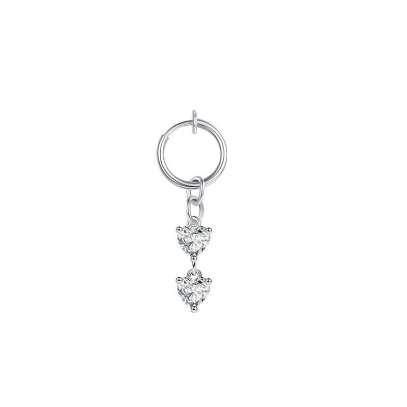 Anello per ombelico elegante in acciaio inossidabile a forma di cuore a quattro griffe, 2 pezzi, alla moda e di grande vendita, senza bisogno di piercing._voghion.com