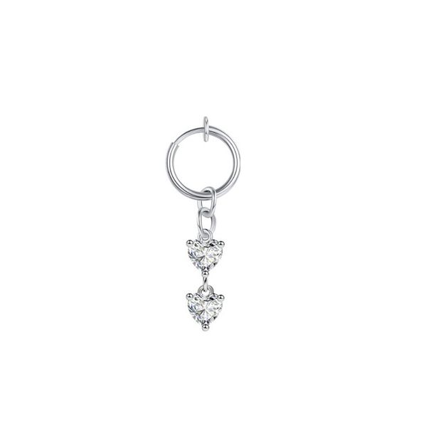 Anello per ombelico elegante in acciaio inossidabile a forma di cuore a quattro griffe, 2 pezzi, alla moda e di grande vendita, senza bisogno di piercing._voghion.com