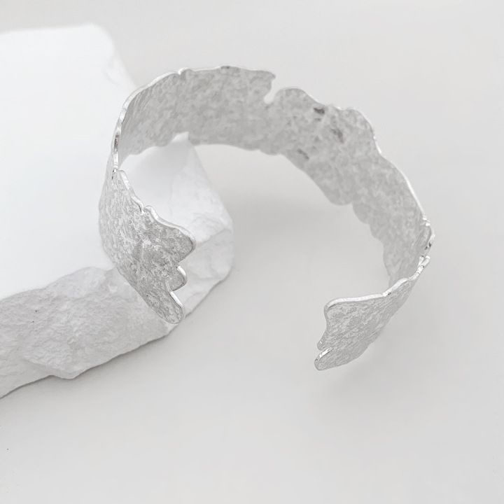 European And American Cross-Border High-End Lava Surface Irregular Open Vintage Metal Ring Bracelet Earrings Geometric_voghion.com