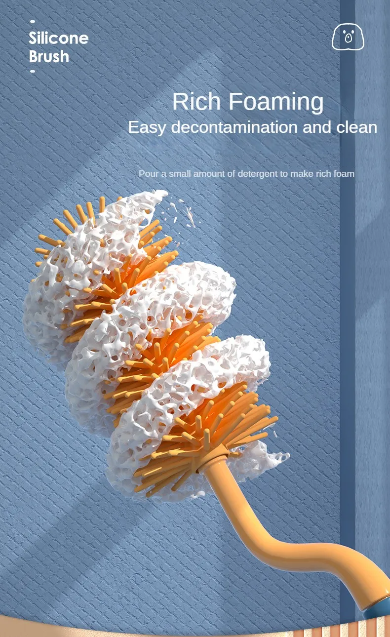 Lot de 1/2/3 brosses en silicone pour biberons, rotation à 360 degrés, brosse de nettoyage pour biberons, tétines, compte-gouttes, articles pour bébé_voghion.com