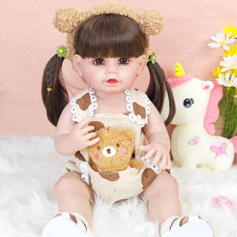 Poupée Reborn en vinyle souple de 55 cm pour fille mignonne, corps entier, pour collectionner des œuvres d'art réalistes, changer de jouets, cadeaux d'anniversaire_voghion.com