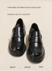 Full Cowhide ~ Platform High Heel Loafers Women 2025 New Round Toe Not Tired Feet Slip-on British Style Small Leather_voghion.com