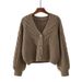 Damenbekleidung V-Ausschnitt Pullover Loose Damen Lazy Style Herbst- und Winteroberbekleidung 2024 Neue Tops Retro Twist Kurze Strickjacke_voghion.com