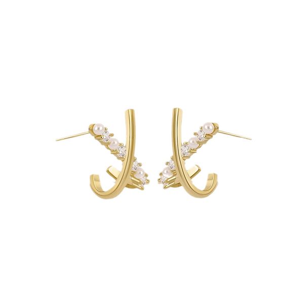 Orecchini da donna con piccola croce e perle, orecchini di lusso leggeri, di alta gamma, con temperamento squisito_voghion.com