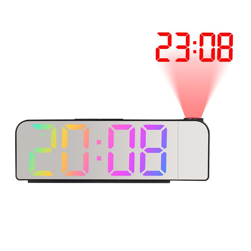 Alarm Clocks LED New Simple Projection Large Font Color Display Electronic Digital Alarm Clock With Temperature_voghion.com