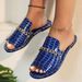 2025 Plus Size Women's Summer Flat Slippers With Crocodile Pattern Chain Fashion Beach Slipper_voghion.com