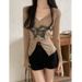 American High-end Butterfly Patch Fabric Chic Split Short V-neck Long Sleeved Thin Mesh Hood Shirt For Women In Summer_voghion.com