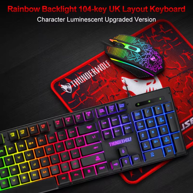 4 In 1 Gaming Keyboard And Mouse And Gaming Headset And Mouse Pad Wired LED RGB Backlight Keyboard Combo For Desktop Computer PC_voghion.com