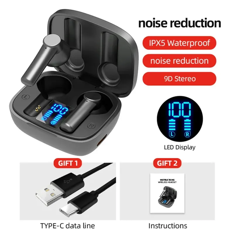 LB-8 TWS Surround Sound HiFi Bluetooth Kopfhörer Drahtlose Kopfhörer Sport Wasserdichte Gaming Ohrhörer Touch 9D Stereo Headsets_voghion.com