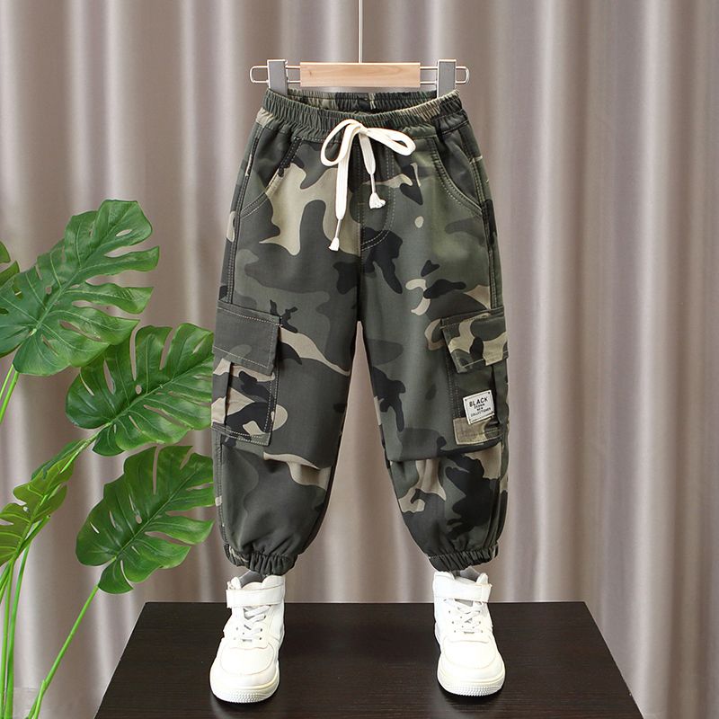 Children plus cashmere camouflage pants fashion new trend of a corduroy thickened pants boys overalls_voghion.com