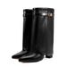 Women's Pointed Toe High Heel Over The Knee Boots With Metal Buckle - Stretchable Wide Calf Thigh High Boots Thick Heel Trouser Boots Women's Boots_voghion.com