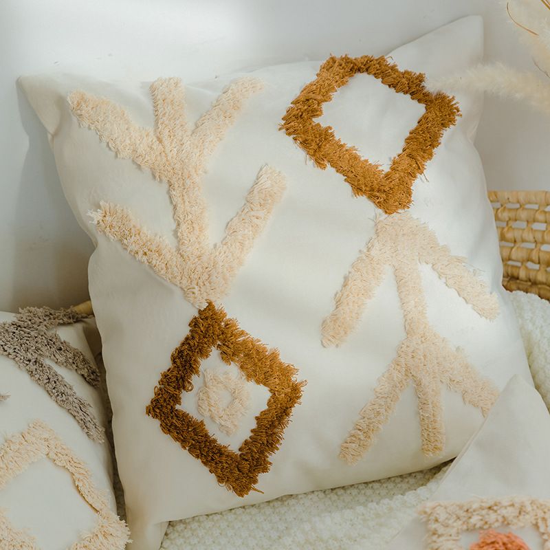 Geometric Lumbar Pillow Cover - Office & Living Room Support Cushion Case (50x50cm Multi-Purpose Breathable Fabric Hidden Zipper)​_voghion.com