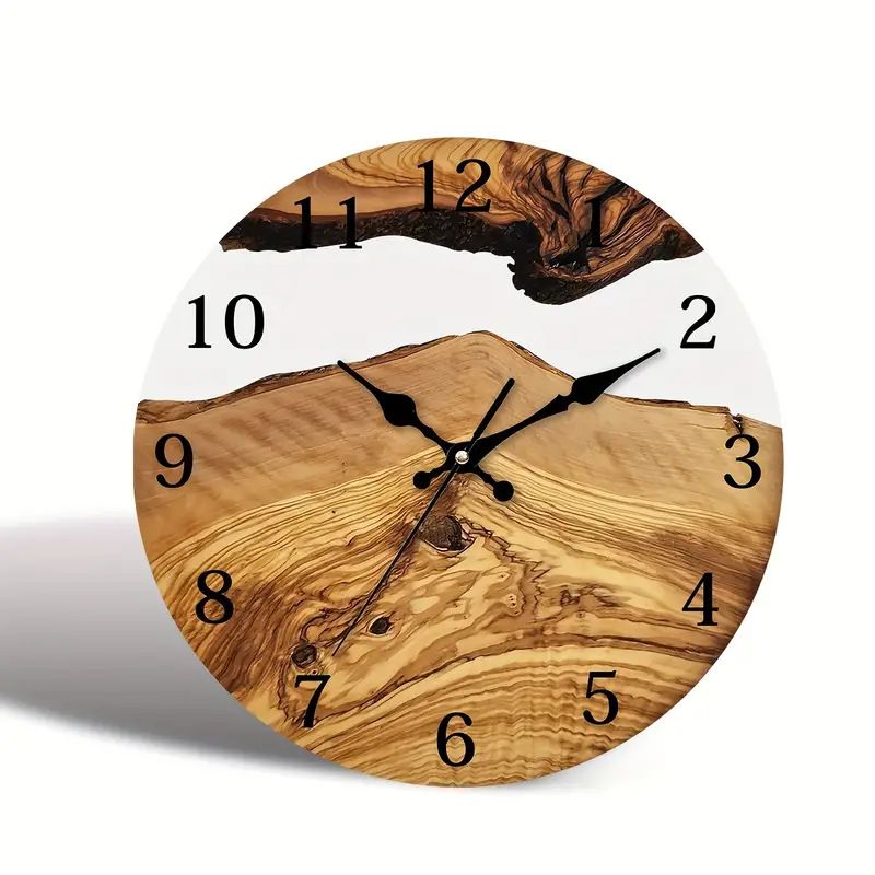 Creative Silent Glass Decorative Hot Selling Artistic Wood Grain American Style Bedroom Wall Clock_voghion.com