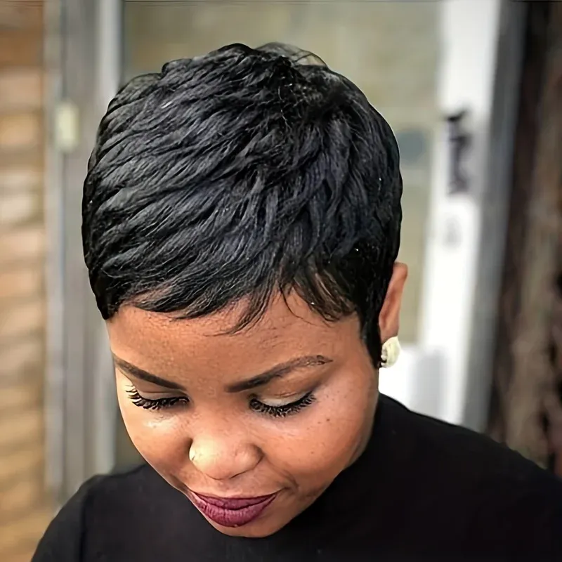 Parrucche corte Pixie per capelli umani Remy Hair per donne Parrucche completamente realizzate a macchina_voghion.com