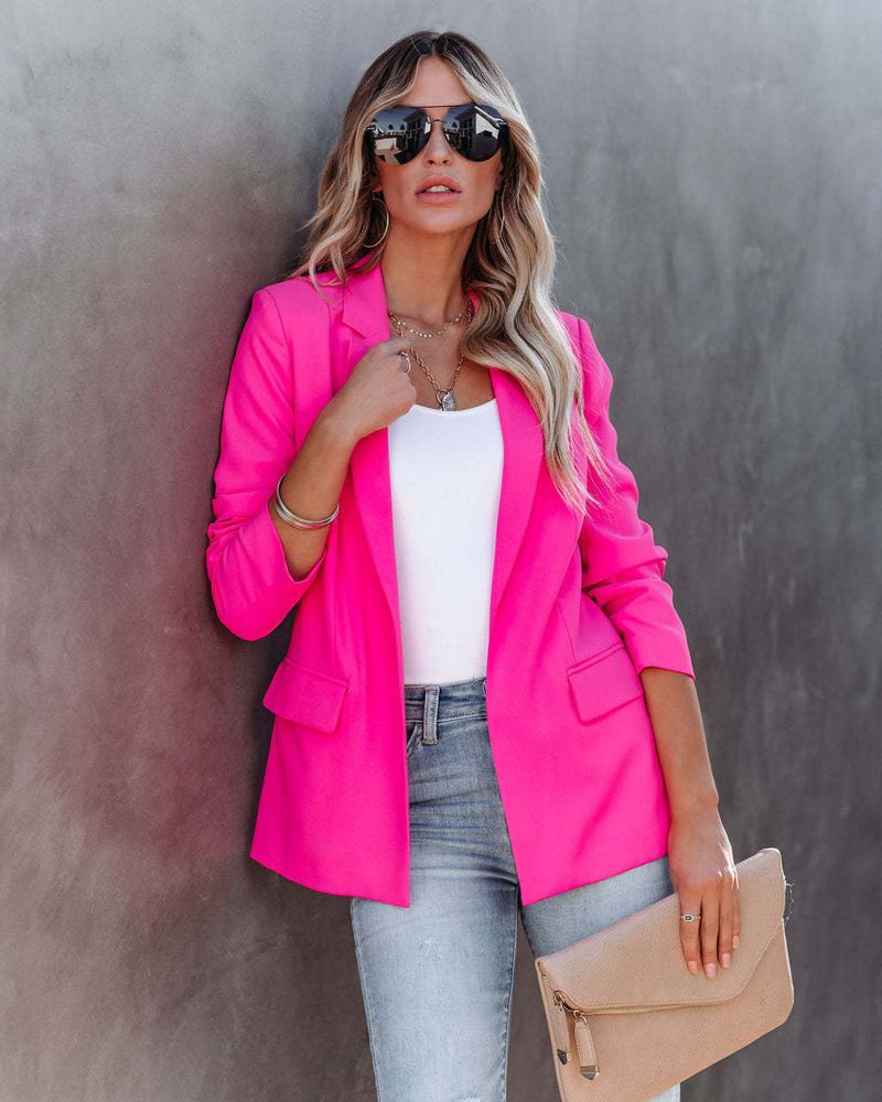 Abbigliamento da donna primavera e autunno tinta unita cardigan a maniche lunghe piccolo abito OL temperamento professionale vestibilità attillata top esterno_voghion.com