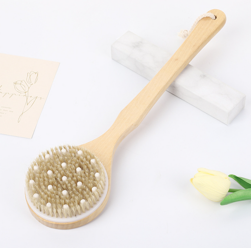 Droogborstelende lichaamsborstel Exfoliërende borstel met massagenodule Droge huid lichaamsborstel_voghion.com