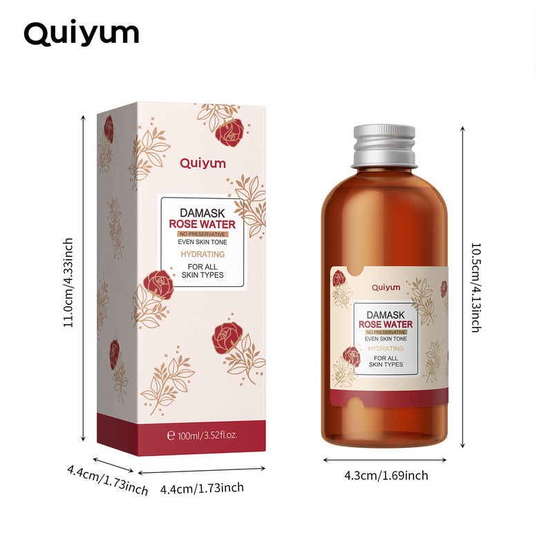 QUIYUM Damascus Rose Hydrosol Nasse Kompresse Feuchtigkeitsspendendes Gesichtswasser_voghion.com