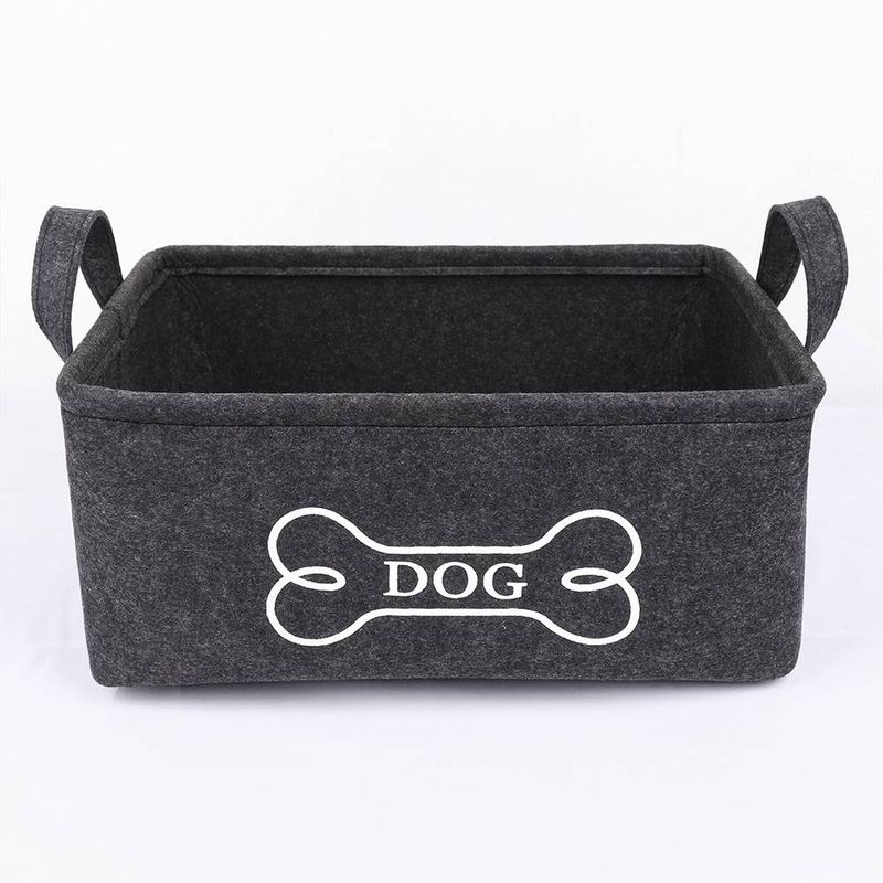 Cesta de fieltro rectangular gris oscuro, plegable, para ropa sucia, estilo minimalista, 1 unidad._voghion.com