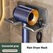Soporte de aluminio para secador de pelo Space: montaje en pared sin taladro para baño (resistente al calor, gancho giratorio de 360°, capacidad de carga de 10 kg)_voghion.com