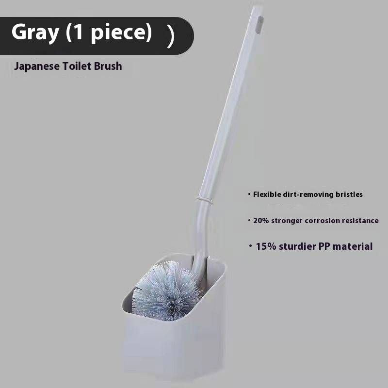 Brosse WC à long manche – Design en S pour un nettoyage en profondeur, poils en plastique résistants (gris, paquet individuel)_voghion.com