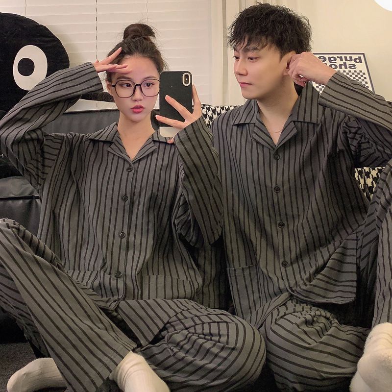 Couple pajamas, spring and long sleeved pants set, 2023 new cute autumn women's home wear, can be worn externally_voghion.com