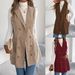2025 Autumn Winter Solid Color Double-Breasted Pocket Corduroy Long Vest Coat Women's Fashion_voghion.com