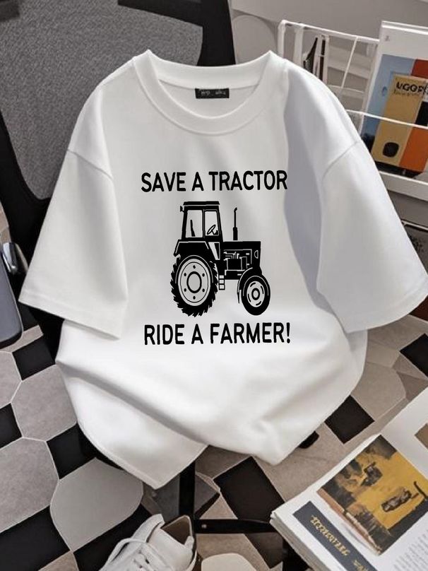 Camiseta "Guarda un Tractor, monta un granjero", divertida camiseta con frase sarcástica, en todas las tallas, ideal para uso diario, informal, cómoda, elástica y versátil._voghion.com