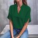Women's Blouse Short Sleeve Blouses Simple Style Solid Color_voghion.com