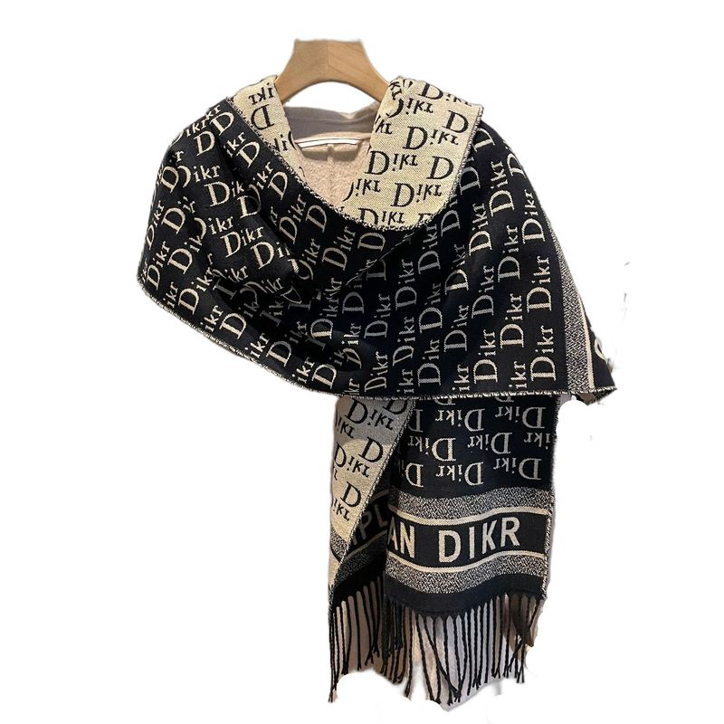 Light luxury Bacta trend fall and winter season new cashmere fashion England style shawl neck scarf dual-use scarf_voghion.com
