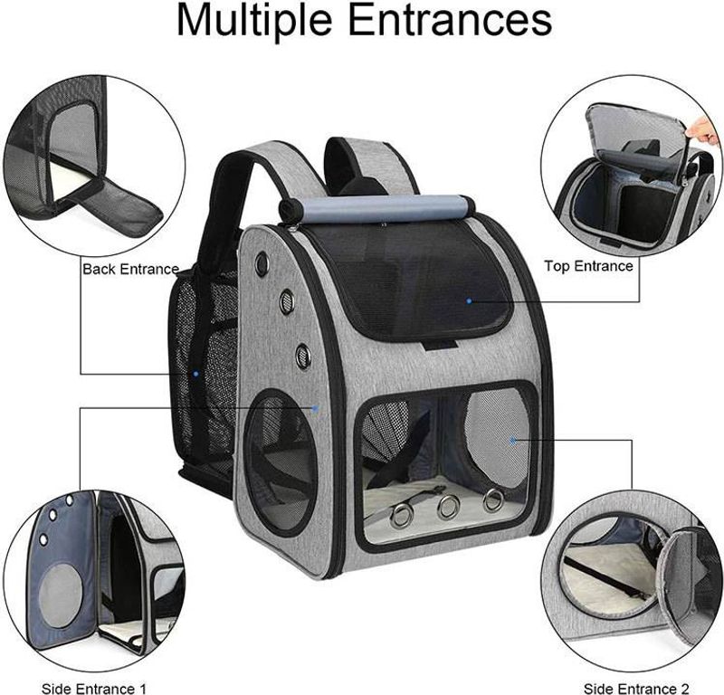Portable breathable pet backpack foldable cat bag dog backpack fashionable expandable pet bag_voghion.com