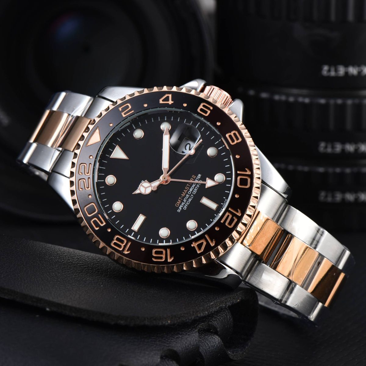 Herren Quarz Keramik Ring Trendy Herrenmode Uhr Stahlband Nachtlicht Wassergeist wasserdichte Uhr_voghion.com