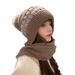 Hat, women's scarf, all in one, warm versatile for autumn winter. Western style woolen hat, fashionable Korean version,_voghion.com