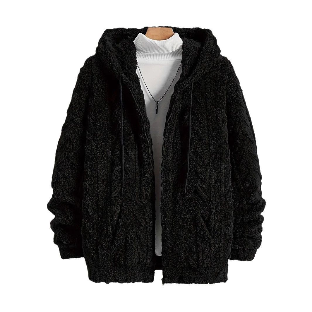 Herrenbekleidung Jugend-Kapuzenpullover mit Fleecefutter, Winter-Sherpa-Pulloverjacke mit doppelseitigem Plüsch, Slim Fit-Reißverschluss, lässige Streetwear_voghion.com