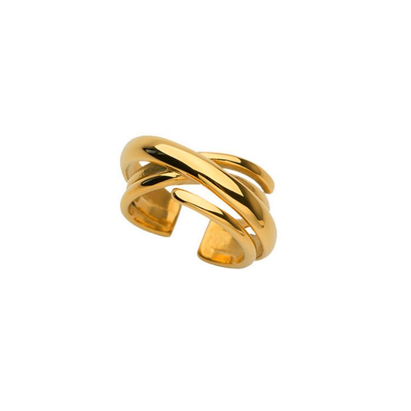 Anello aperto da donna con linea irregolare a più strati, in argento tailandese, modello Dongdaemun coreano_voghion.com