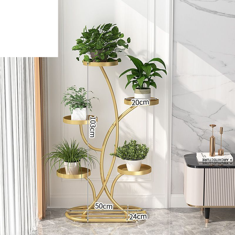 High-End Living Room Floor-Standing Balcony Storage Rack Succulent Stand Universal Wheel Iron Art Flower Pot Holder_voghion.com