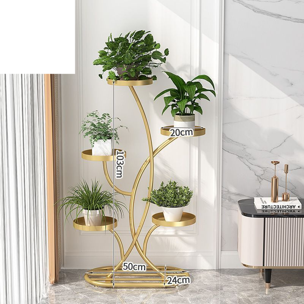 High-End Living Room Floor-Standing Balcony Storage Rack Succulent Stand Universal Wheel Iron Art Flower Pot Holder_voghion.com