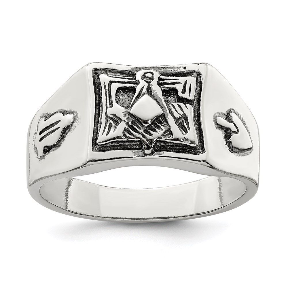 Sterling Silver Antiqued Masonic Ring_voghion.com