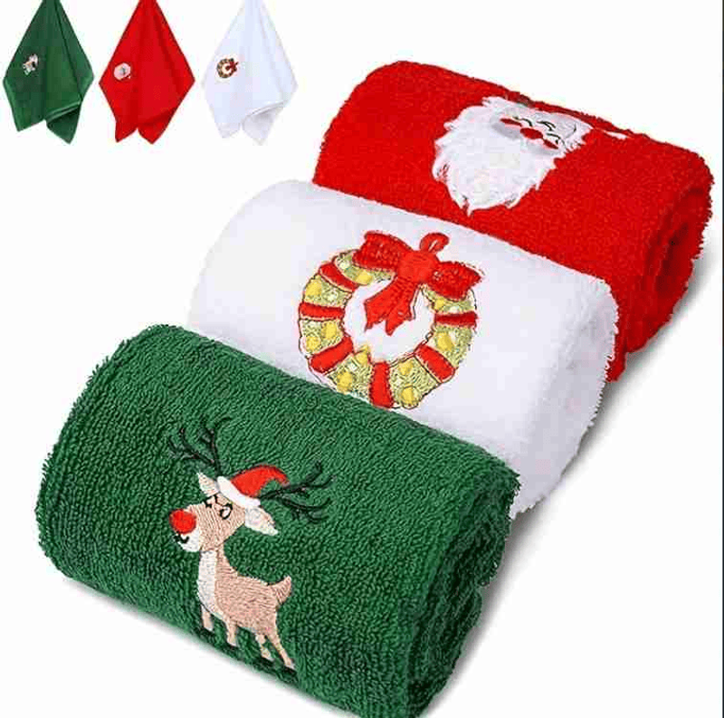 Christmas Hand Towels, Maxs Dish Towel Bathroom Kitchen,100% Cotton,Decorative Dish Face Towels Set For Drying,Cleaning,Cooking And Decorations,Embroidered Holiday Design_voghion.com