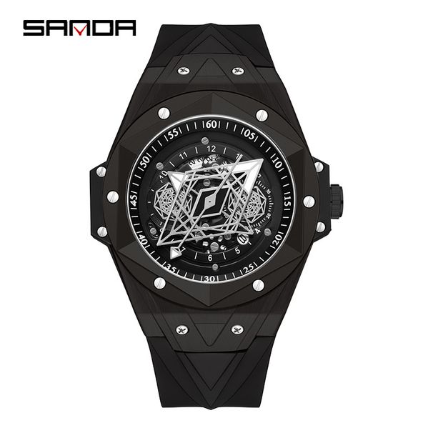 Quarz Hohl Herrenuhr Modetrend Cool Kreative Herrenuhr Kalender Silikonuhr_voghion.com